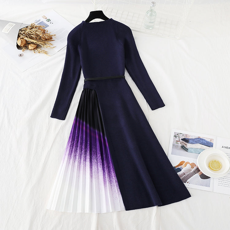 The new waist closing wool dress is over the knee  4769