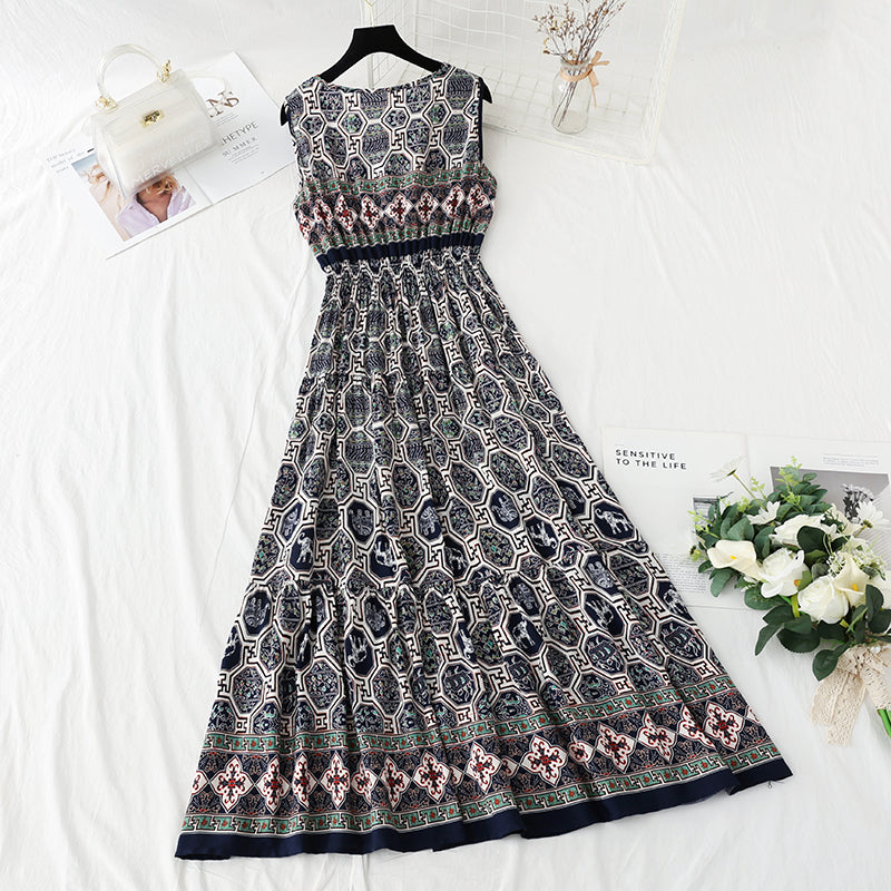 Jupe longue à taille fine et jupe de plage de style national rétro français 4126