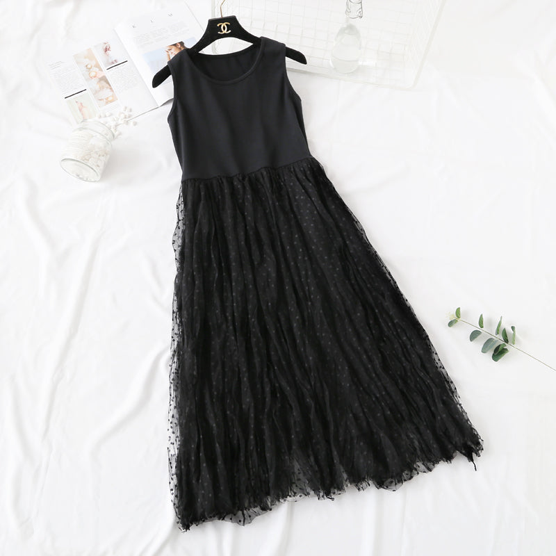 Loose dress with long skirt and lace dress for women  4098
