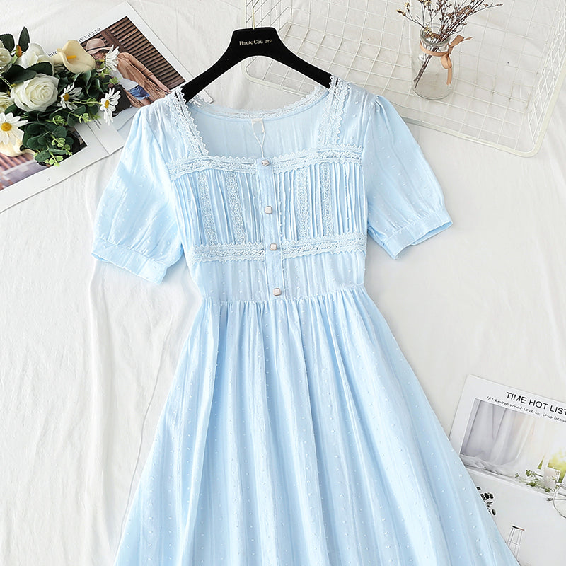 Jupe fine en dentelle à encolure carrée, fermeture à la taille, premier amour 4240