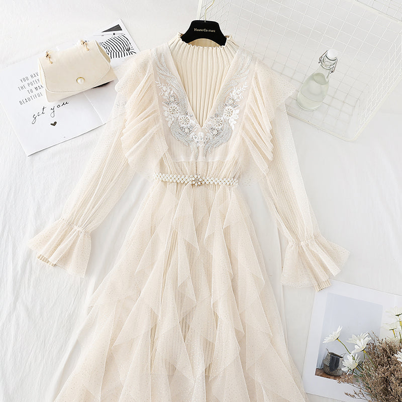 Light mature style, thin temperament, knitted dress, female  4406