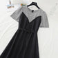 New stitched fake two piece dress women's French dress  4636