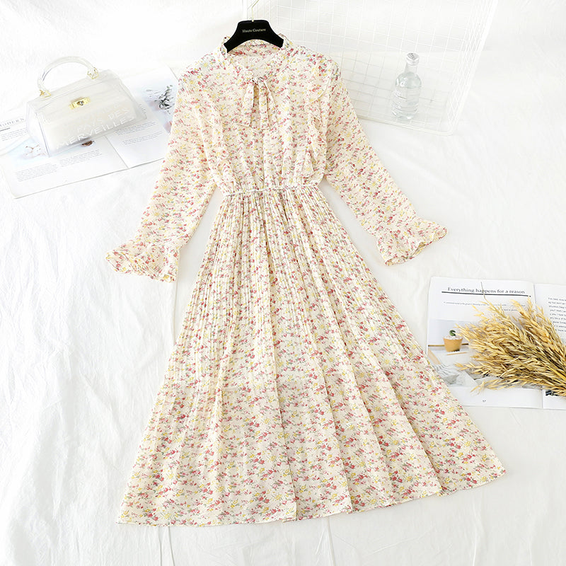 Vintage chiffon skirt with slim waist and ruffle edge  3840