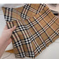 Khaki pleated skirt women's high waist A-line plaid skirt  5314
