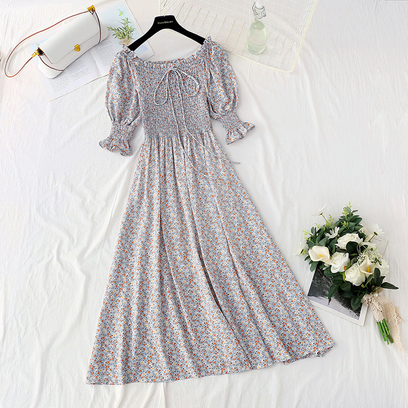 New women's Chiffon Ruffle lace up first love floral dress  4861