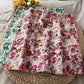 Vintage, printed high-waisted, short-cut skirt, embossed A-line skirt  3600