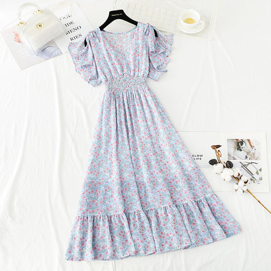 Slim lace up A-line skirt women's dress super sweet  4886