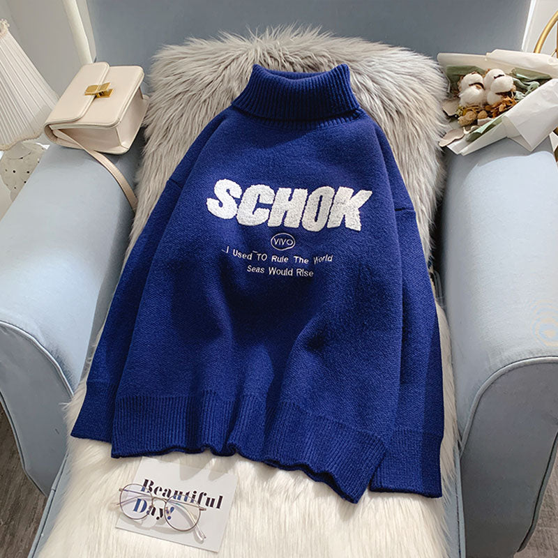 Pull col montant, tricot et pull polyvalents de style étranger 5051