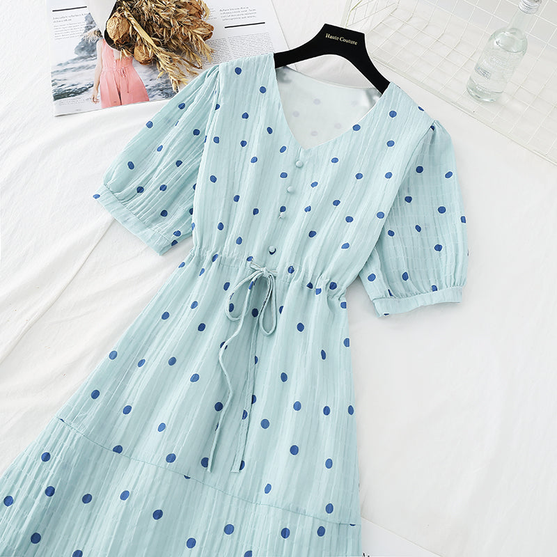 New French Vintage chiffon skirt fairy super xiansen slim dress  4682