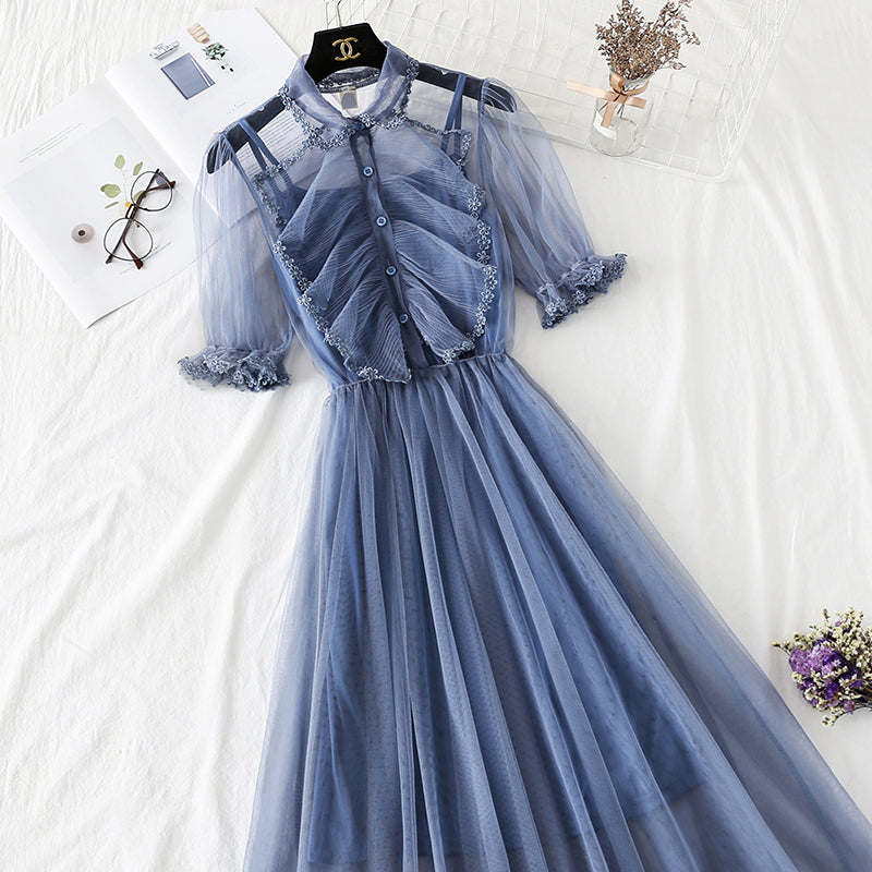 Lace mesh dress sexy and elegant  4347