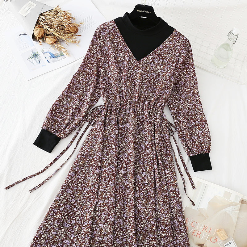 New stitching slim fake two-piece bottomed skirt  4058