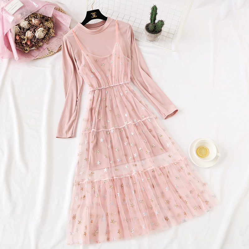 Minority pentagonal star mesh suit skirt  4320