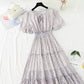 Gentle wind floral dress sweet fairy skirt bubble sleeve A-line skirt  4894
