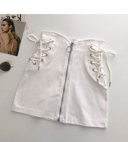 La nouvelle conception de sangle latérale est fine, la jupe taille haute zippée A-bag 5336