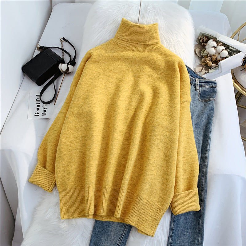 Sweater female high neck loose lazy wind  4920