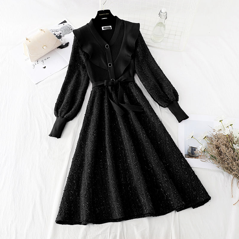 Robe rouge à lacets avec oreilles en bois fin pour femme 4093