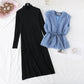 Black bottomed dress + Lamb Fur Vest long skirt  4456