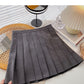 Pleated skirt is a popular solid color high waist A-line skirt  5357