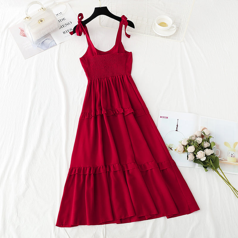 French retro suspender skirt holiday long fairy temperament  3737