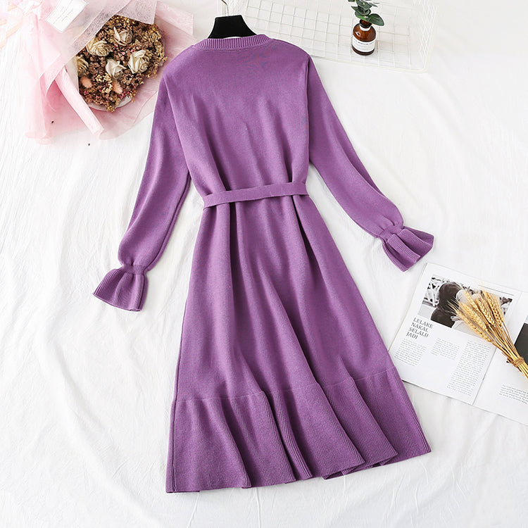 Small fragrance knitted dress French retro fishtail skirt  4482