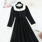 Ruffled baby collar French small black skirt long style  3834