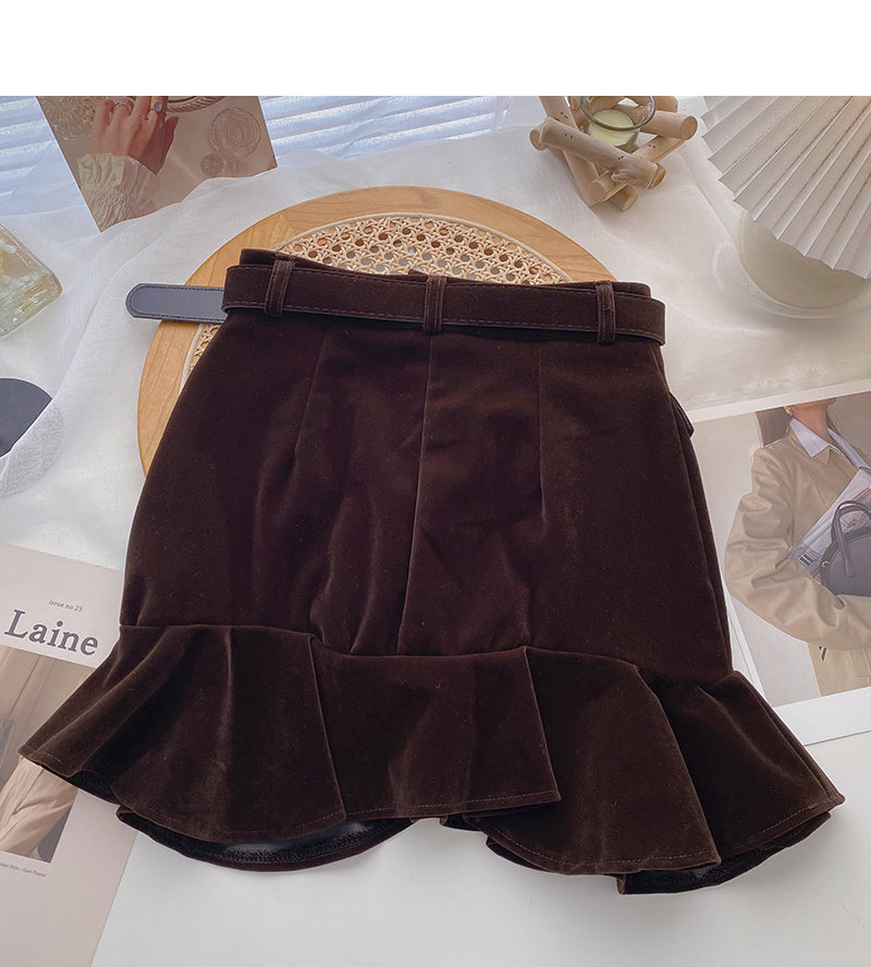 New fashion retro Hip Wrap Skirt with belt  5583