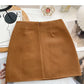 Design sense personalized button high waist slim A-line skirt  5365