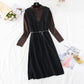 Bottomed shirt + knee length woolen dress set  4461
