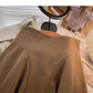Korean fashion Hong Kong style leisure solid color anti light high waist skirt  5497