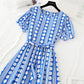 New dress Daisy stripe waist closing slim French minority dress  4645