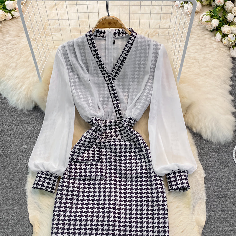 Slim and slim split Hip Wrap Dress bottomed skirt  3764