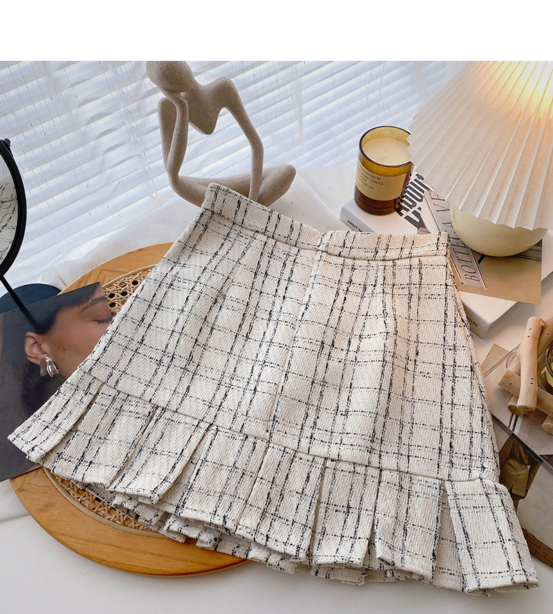 Plaid Design A-line skirt ruffled fishtail high waist skirt  5372