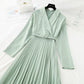Slim waist, gentle wind dress, lapel, light familiar wind pleated skirt  3868