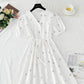 Cotton linen dress embroidered first love tea break skirt  4273