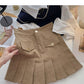 Pleated Hip Wrap Skirt high waist corduroy A-line skirt  5282