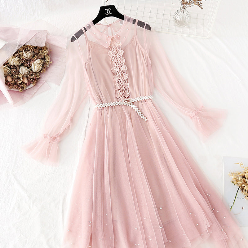 Suspender skirt fairy super xiansen stem orange French Retro  4380