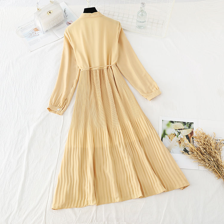 New French retro Pleated Chiffon Long Skirt loose large skirt  3906