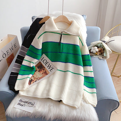 Pullover mit halbem Reißverschluss und Stehkragen 5248