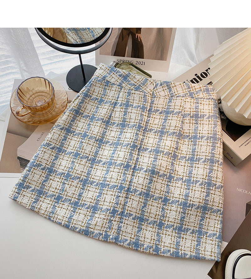 Korean version of high waist A-shaped skirt with thin and age reducing  5642