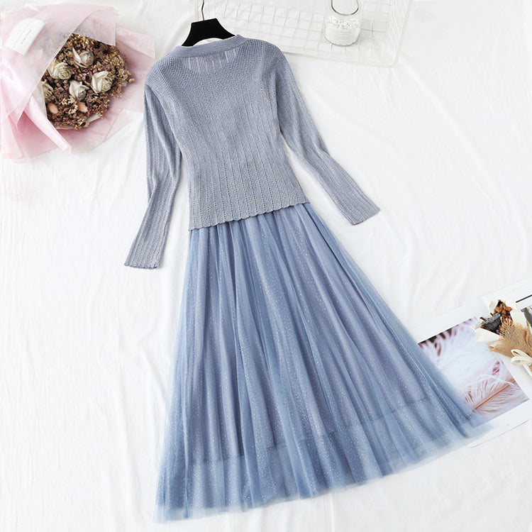 Little fragrant wind fairy suspender bottomed skirt suit  4357