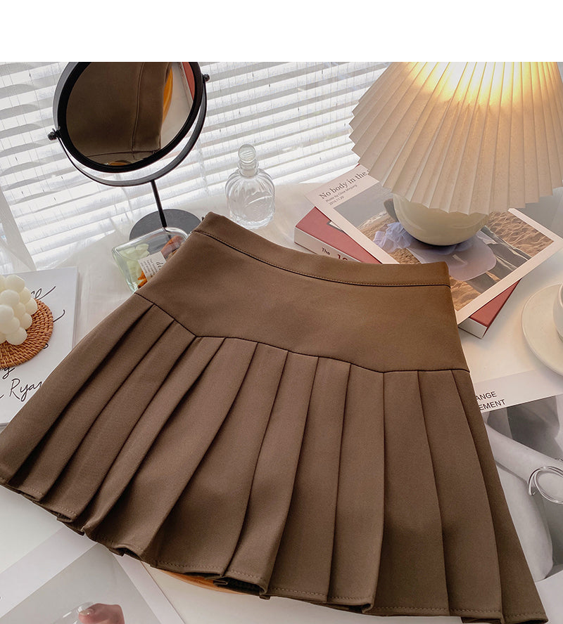 Foreign style aging day high waist pleated skirt  5348