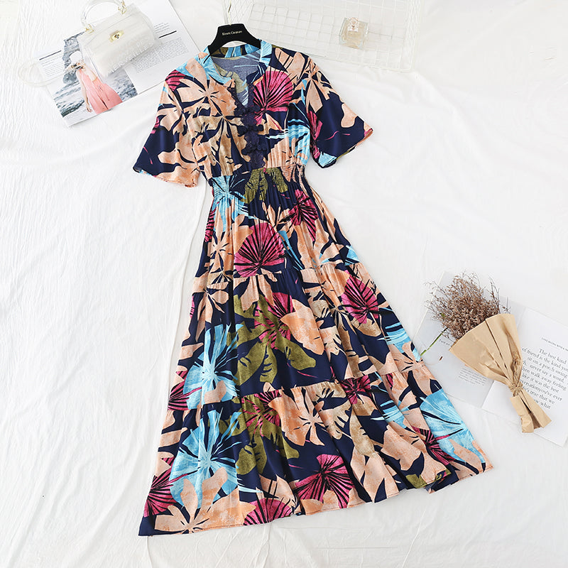 Korean skirt loose and thin temperament gentle long skirt  4211