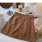 Niche design double row buttons show thin crimp high waist skirt  5652
