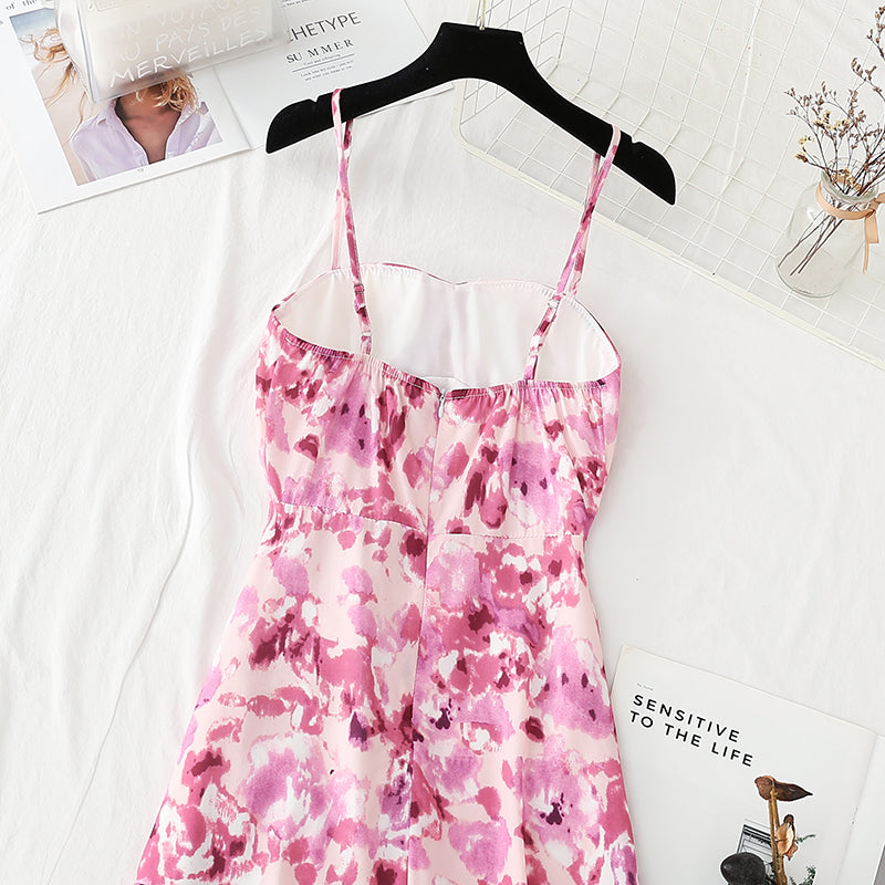 French retro oil painting Chiffon fairy temperament small skirt  4125