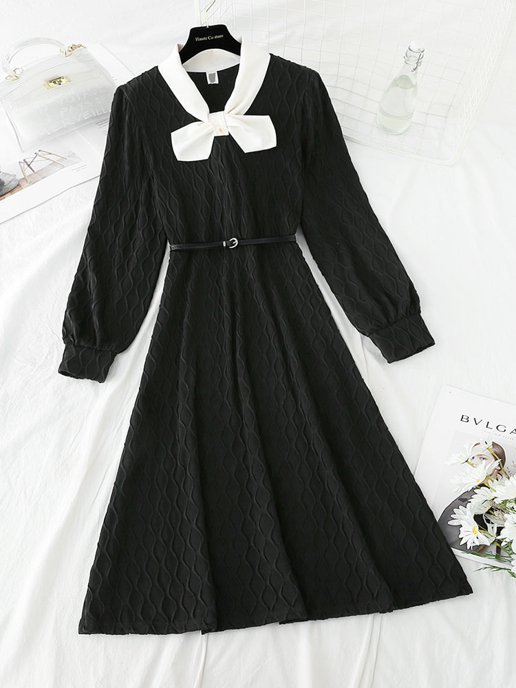 New color contrast bow design, foreign style and small black skirt  4792