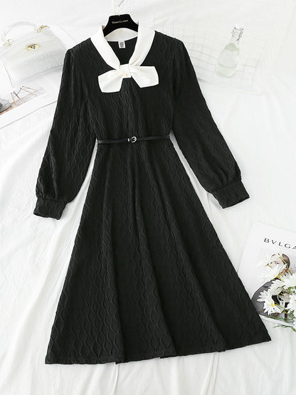 New color contrast bow design, foreign style and small black skirt  4792