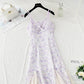 Design sense niche purple fishtail skirt Chiffon floral suspender dress  4409