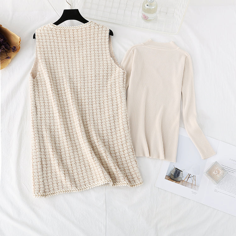 New knitted bottomed shirt vest skirt two piece dress  4453