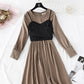 Chiffon Dress + suspender vest two piece suit  4035