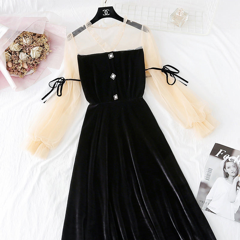 Jupe en velours doré surpiqué en maille vintage série fée super fée 4034